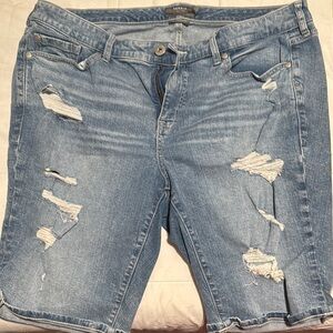 Torrid Distressed Denim Shorts Bermuda style size 18